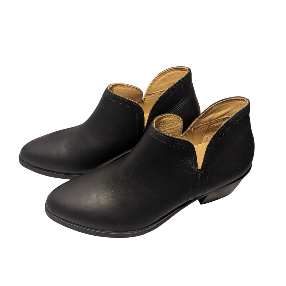 Nisolo Dari Bootie Women 9‎ Black Leather Ankle Boot Side Cutout Block Heel NEW